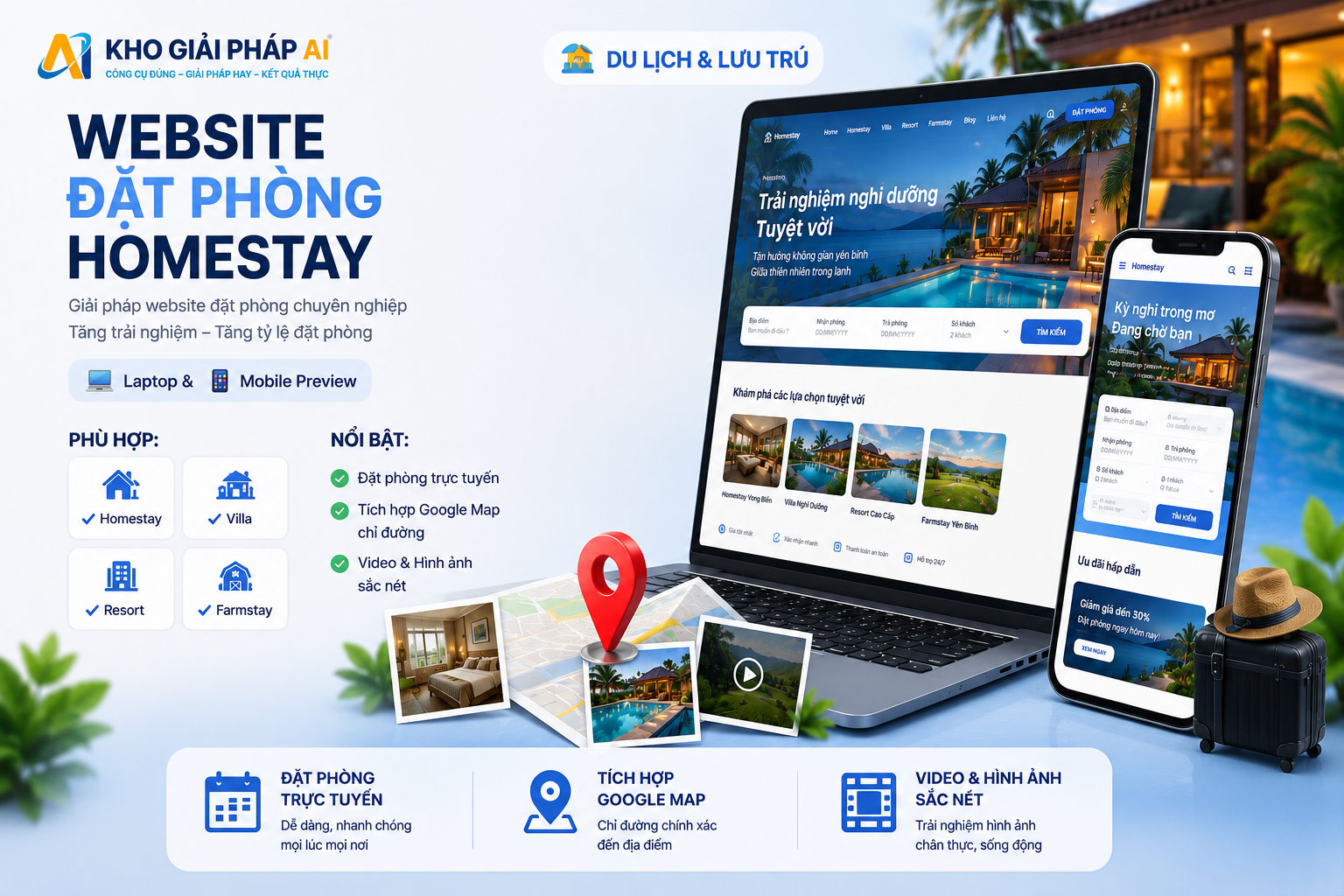 Mẫu Landing Page Đặt Phòng Homestay
